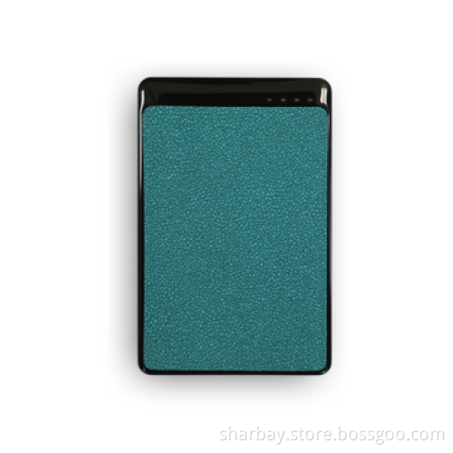 3,000mAh power supplier for mobile phones, with leather patch, USB 2.0, 5V/1A, RoHS/FCC/CE-marked
